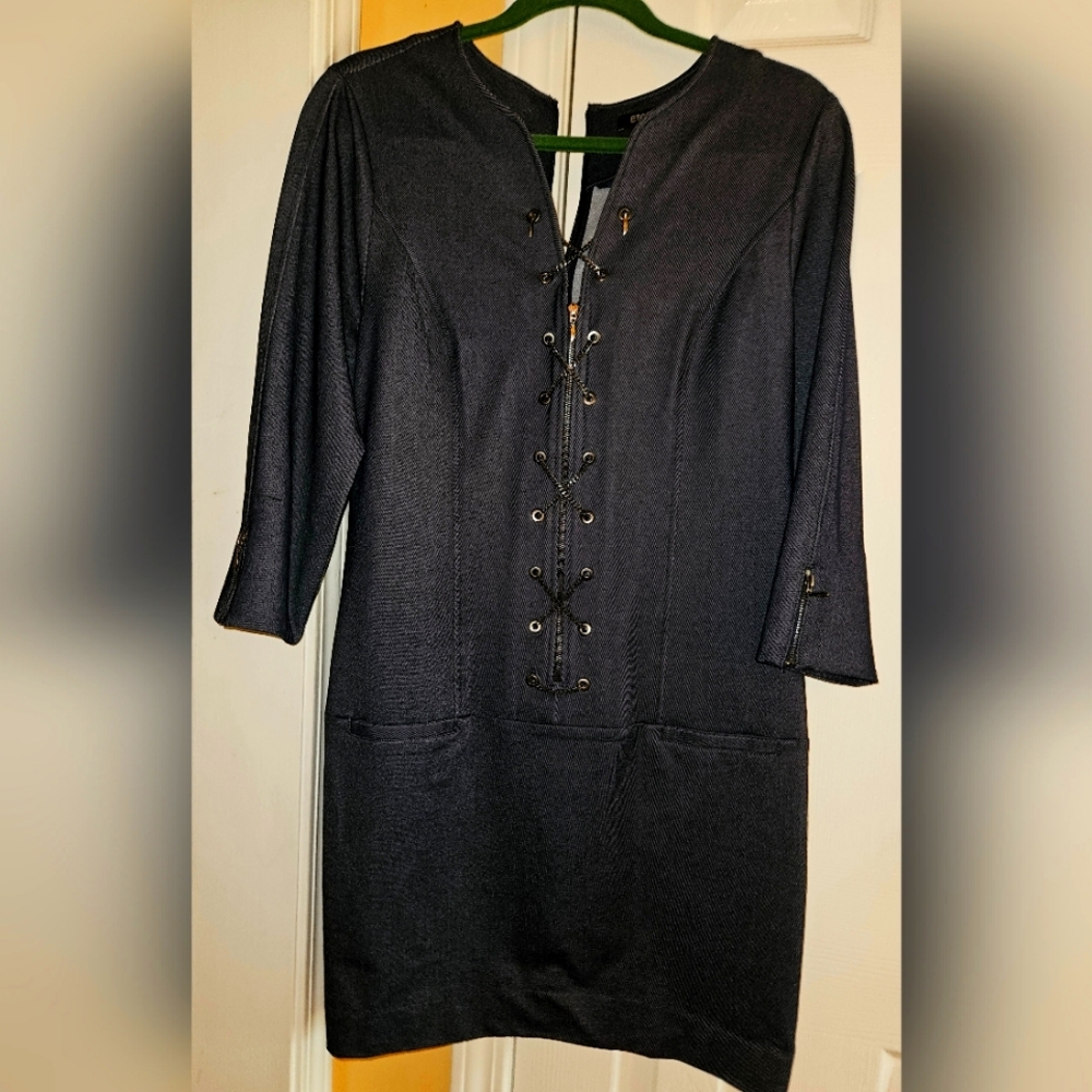 Beautiful blue Jean-like dress by ETC. Spandex material!